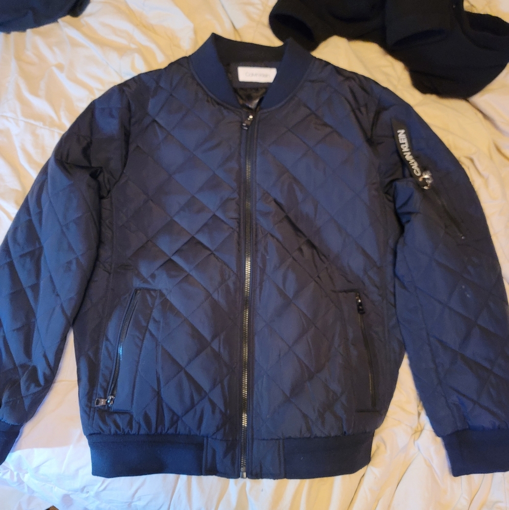 Calvin Klein Bomber Knit Jacket Size Large (black)